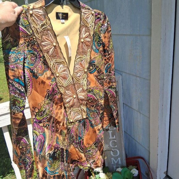 Silk Mary L Couture Top Nordstrom Wild Paisley Small Style #2932 VINTAGE NWT - Picture 1 of 11